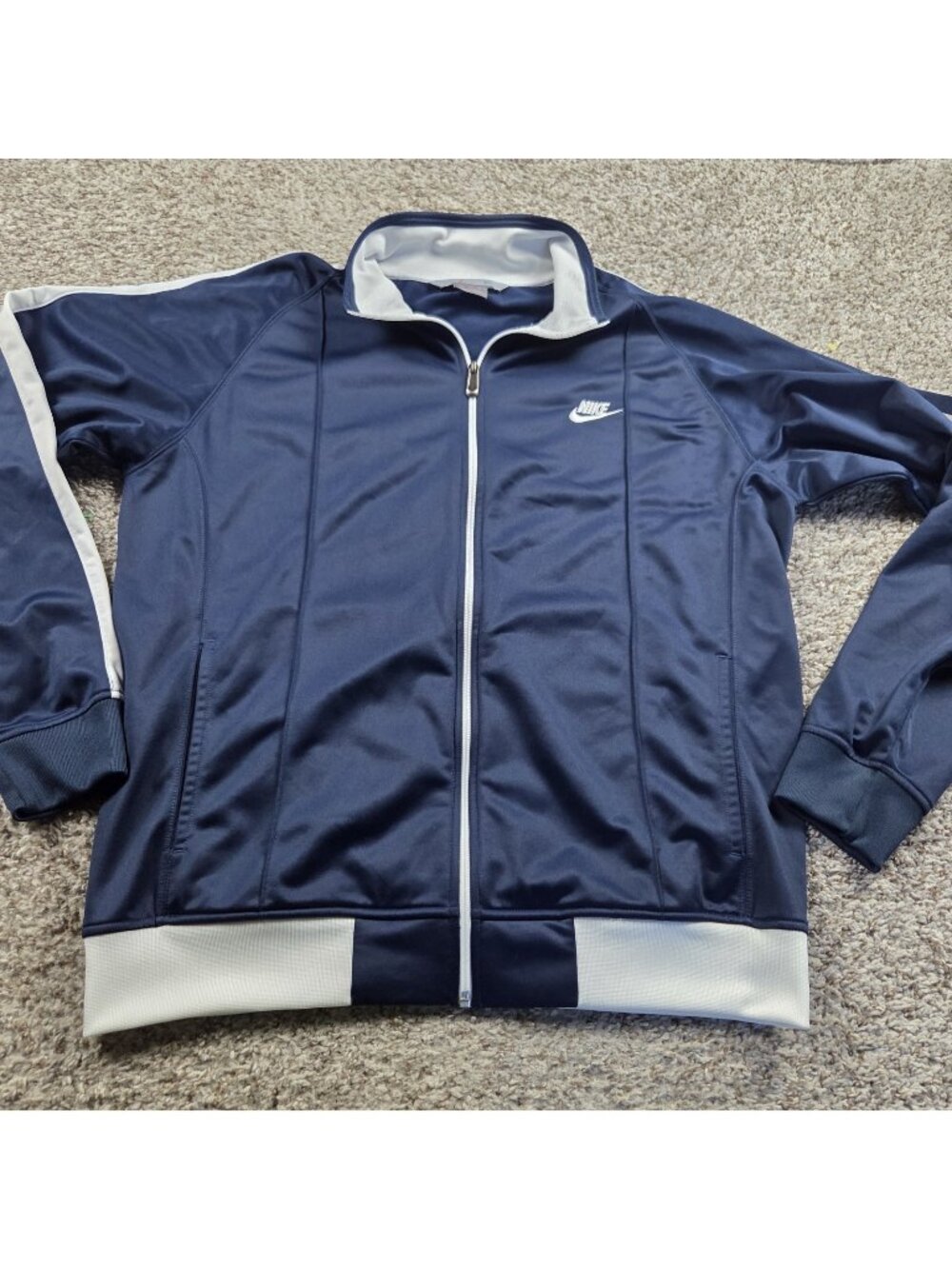 Vintage Nike Sportswear Track Jacket Mens XL Blue Full Zip Mock Hip Hop Rap